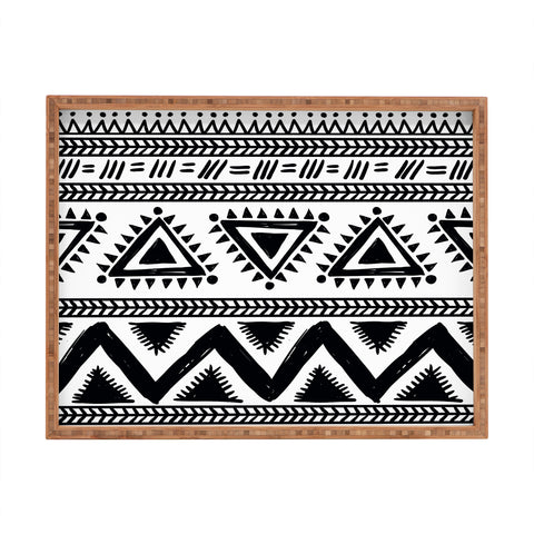 Marta Barragan Camarasa Tribal black and white Rectangular Tray
