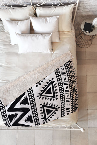 Marta Barragan Camarasa Tribal black and white Fleece Throw Blanket