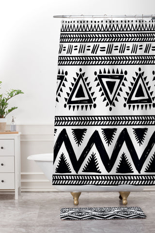 Marta Barragan Camarasa Tribal black and white Shower Curtain And Mat