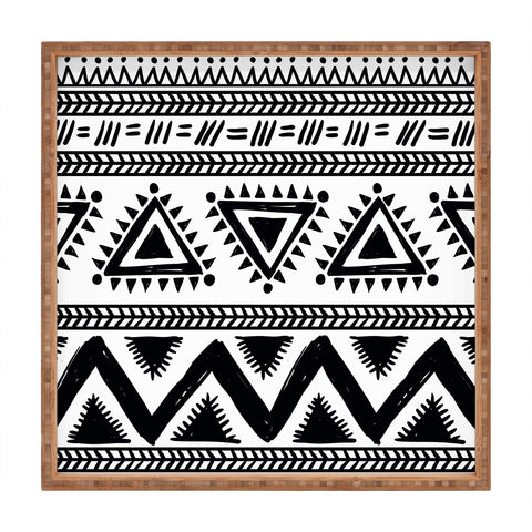 Marta Barragan Camarasa Tribal black and white Square Tray