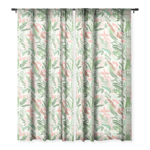 Marta Barragan Camarasa Tropic palm pastel Sheer Window Curtain