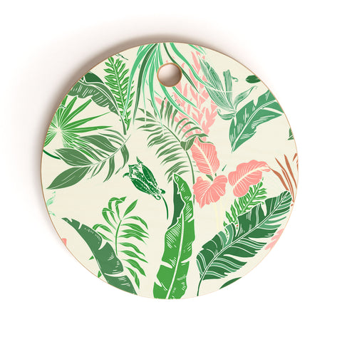 Marta Barragan Camarasa Tropic palm pastel Cutting Board Round