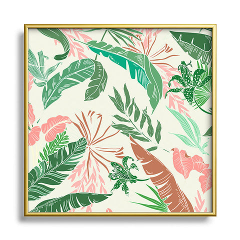 Marta Barragan Camarasa Tropic palm pastel Square Metal Framed Art Print