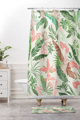 Marta Barragan Camarasa Tropic palm pastel Shower Curtain And Mat