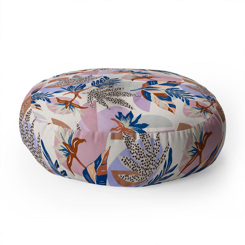 Marta Barragan Camarasa Tropical and geometric shapes Floor Pillow Round