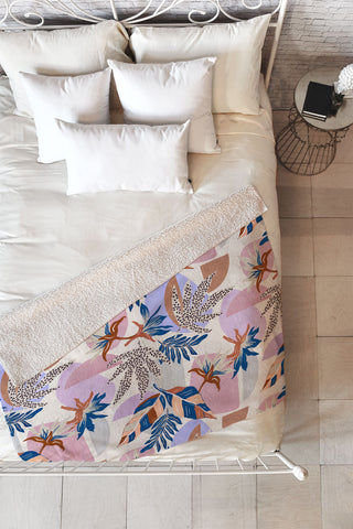 Marta Barragan Camarasa Tropical and geometric shapes Fleece Throw Blanket