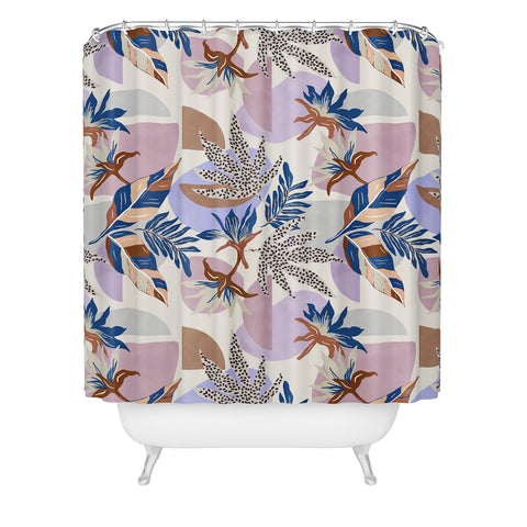 Marta Barragan Camarasa Tropical and geometric shapes Shower Curtain