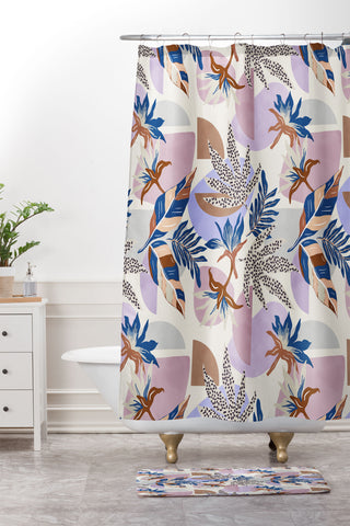 Marta Barragan Camarasa Tropical and geometric shapes Shower Curtain And Mat