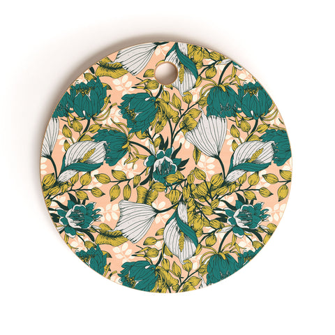 Marta Barragan Camarasa Tropical autumnal bloom Cutting Board Round