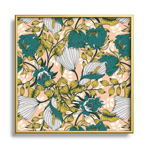 Marta Barragan Camarasa Tropical autumnal bloom Square Metal Framed Art Print