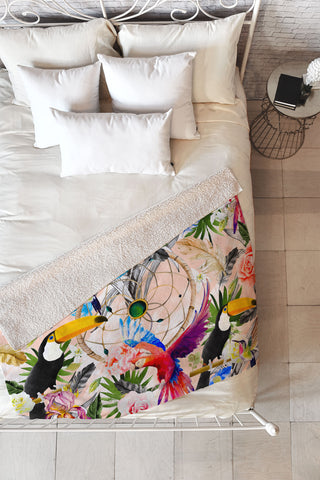 Marta Barragan Camarasa Tropical Boho Fleece Throw Blanket