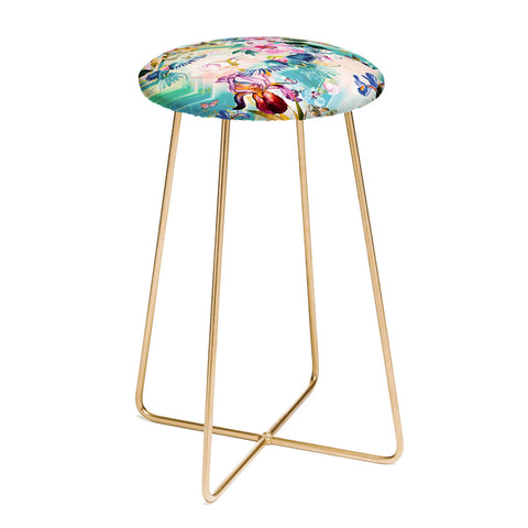 Marta Barragan Camarasa Tropical Flowery Fractal Counter Stool
