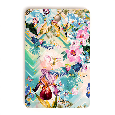 Marta Barragan Camarasa Tropical Flowery Fractal Cutting Board Rectangle