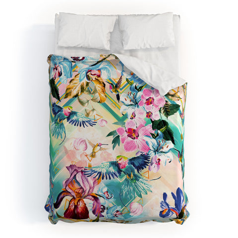 Marta Barragan Camarasa Tropical Flowery Fractal Duvet Cover