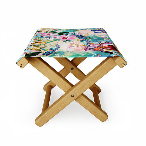 Marta Barragan Camarasa Tropical Flowery Fractal Folding Stool