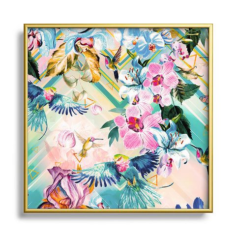 Marta Barragan Camarasa Tropical Flowery Fractal Square Metal Framed Art Print