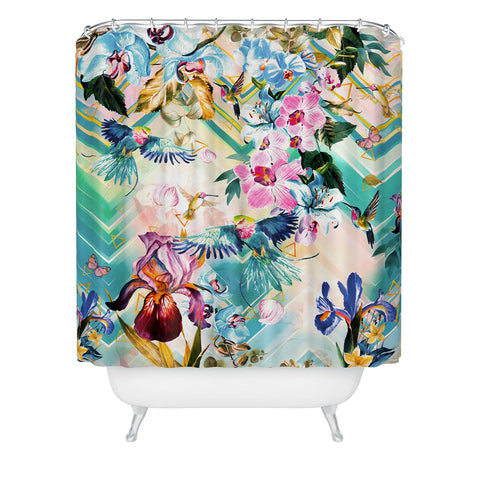 Marta Barragan Camarasa Tropical Flowery Fractal Shower Curtain