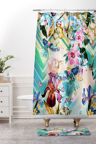Marta Barragan Camarasa Tropical Flowery Fractal Shower Curtain And Mat