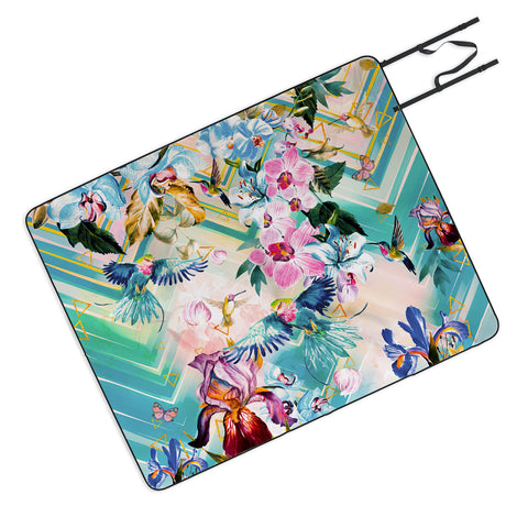 Marta Barragan Camarasa Tropical Flowery Fractal Picnic Blanket