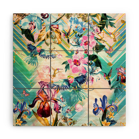 Marta Barragan Camarasa Tropical Flowery Fractal Wood Wall Mural