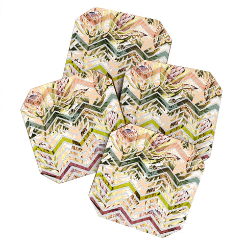 Marta Barragan Camarasa Tropical geometric pattern Coaster Set