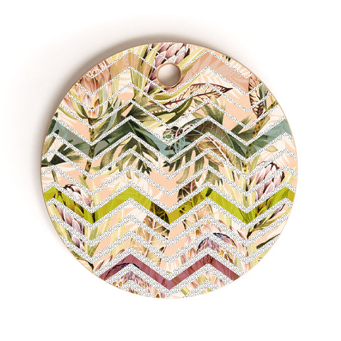 Marta Barragan Camarasa Tropical geometric pattern Cutting Board Round