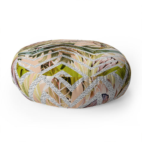 Marta Barragan Camarasa Tropical geometric pattern Floor Pillow Round