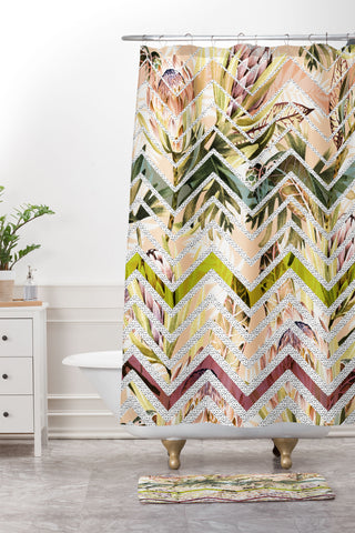 Marta Barragan Camarasa Tropical geometric pattern Shower Curtain And Mat