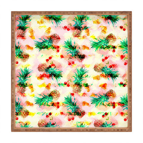 Marta Barragan Camarasa Tropical glitch Square Tray