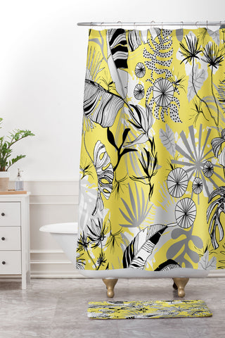 Marta Barragan Camarasa Tropical gray ya yellow Shower Curtain And Mat