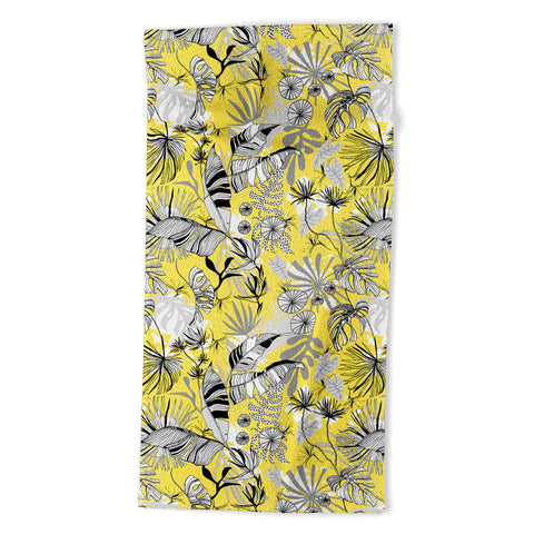 Marta Barragan Camarasa Tropical gray ya yellow Beach Towel