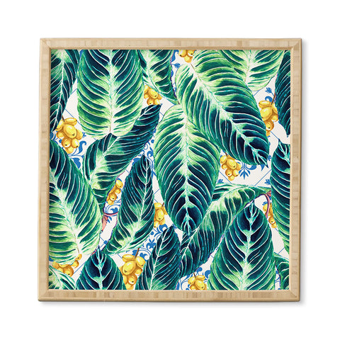 Marta Barragan Camarasa Tropical leaf on ornamental pattern Framed Wall Art