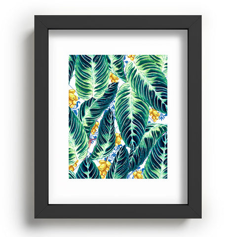 Marta Barragan Camarasa Tropical leaf on ornamental pattern Recessed Framing Rectangle