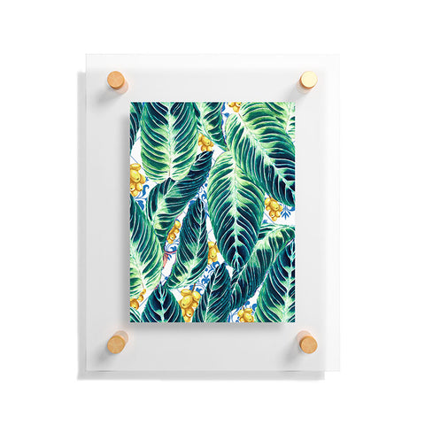 Marta Barragan Camarasa Tropical leaf on ornamental pattern Floating Acrylic Print