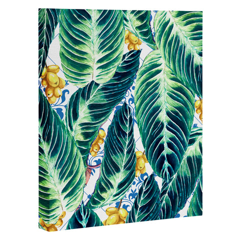 Marta Barragan Camarasa Tropical leaf on ornamental pattern Art Canvas