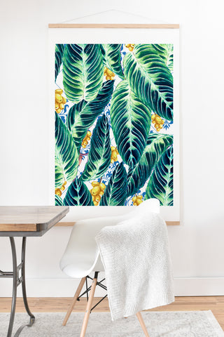Marta Barragan Camarasa Tropical leaf on ornamental pattern Art Print And Hanger