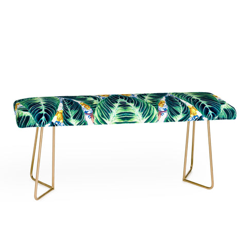 Marta Barragan Camarasa Tropical leaf on ornamental pattern Bench