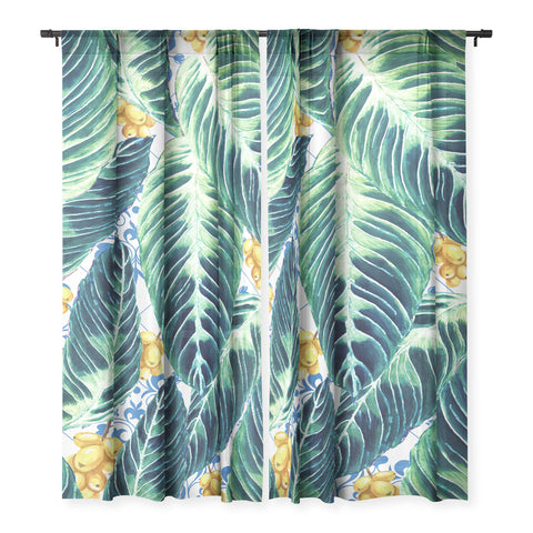 Marta Barragan Camarasa Tropical leaf on ornamental pattern Sheer Non Repeat