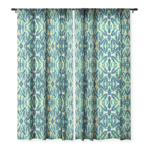 Marta Barragan Camarasa Tropical leaf on ornamental pattern Sheer Window Curtain