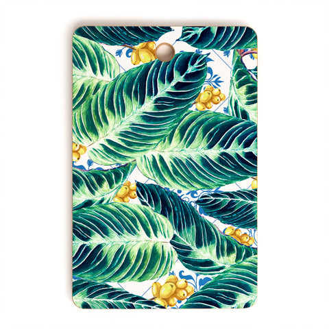 Marta Barragan Camarasa Tropical leaf on ornamental pattern Cutting Board Rectangle