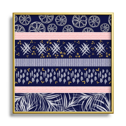 Marta Barragan Camarasa Tropical leaf on ornamental pattern Square Metal Framed Art Print