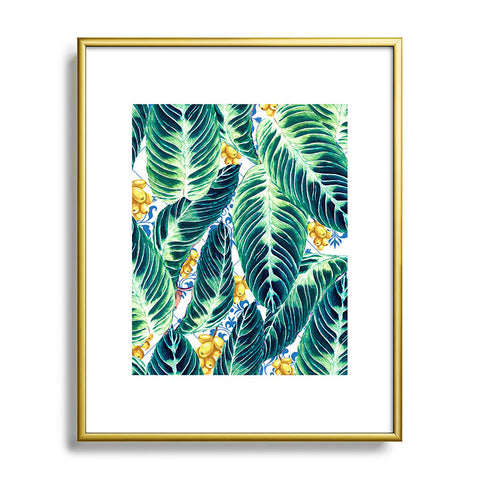 Marta Barragan Camarasa Tropical leaf on ornamental pattern Metal Framed Art Print