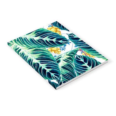 Marta Barragan Camarasa Tropical leaf on ornamental pattern Notebook