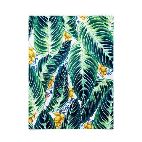 Marta Barragan Camarasa Tropical leaf on ornamental pattern Poster