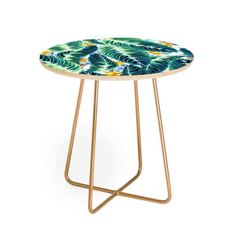 Marta Barragan Camarasa Tropical leaf on ornamental pattern Round Side Table