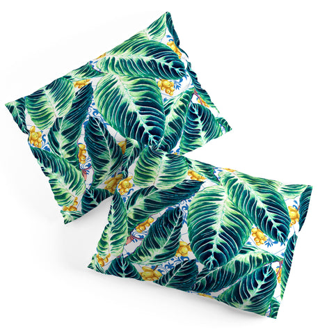 Marta Barragan Camarasa Tropical leaf on ornamental pattern Pillow Shams