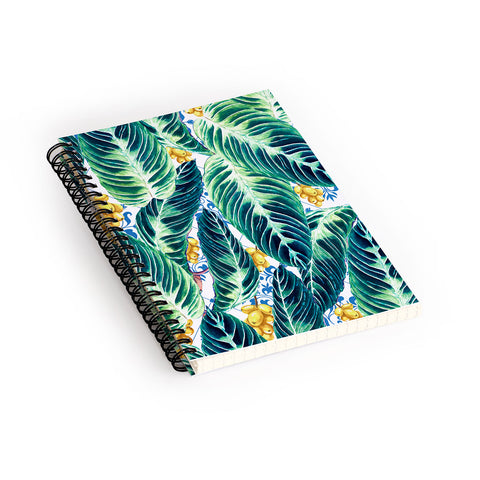 Marta Barragan Camarasa Tropical leaf on ornamental pattern Spiral Notebook