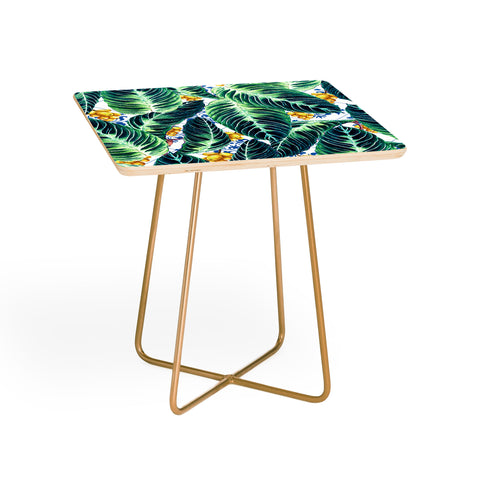 Marta Barragan Camarasa Tropical leaf on ornamental pattern Side Table