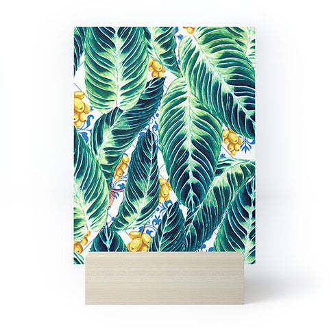 Marta Barragan Camarasa Tropical leaf on ornamental pattern Mini Art Print
