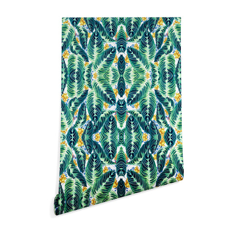 Marta Barragan Camarasa Tropical leaf on ornamental pattern Wallpaper